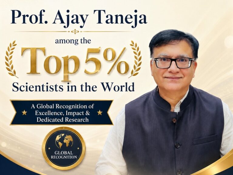 भाषा विश्वविद्यालय के कुलपति प्रो. अजय तनेजा विश्व के शीर्ष 5% वैज्ञानिकों में शामिल